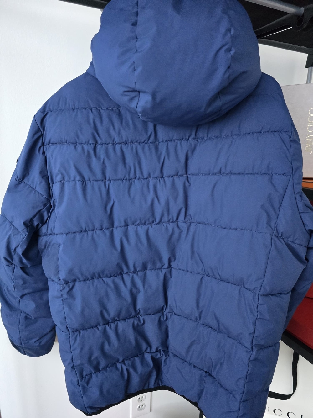 Calvin Klein Men's Blue Hooded Puffer Jacket Sherpa Lined Hood - Picture 3 of 10